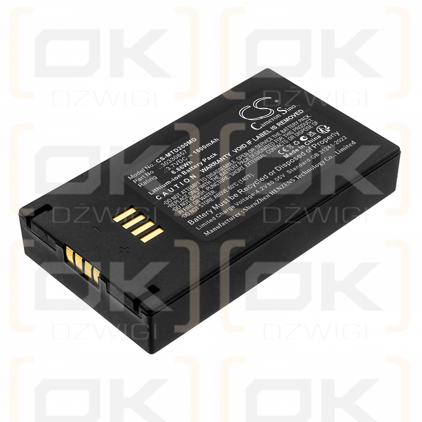 Сменная батарея для портативного измерителя плотности Mettler Toledo Densito Density2Go / 30330857 1800 мАч Li-ion 3,7 В (Cameron Sino)