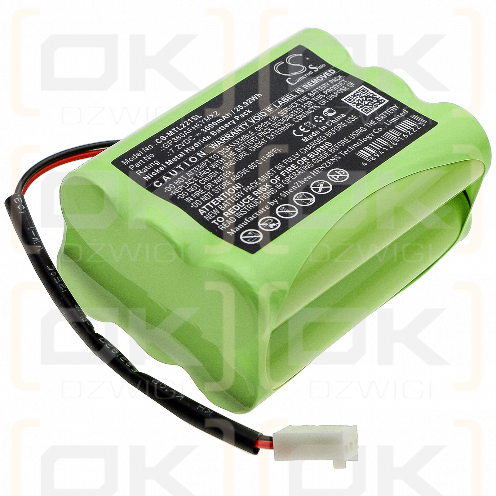 Transpal IND221 / GP380AFH6YMXZ 3600mAh Ni-MH 7.2V (Cameron Sino)