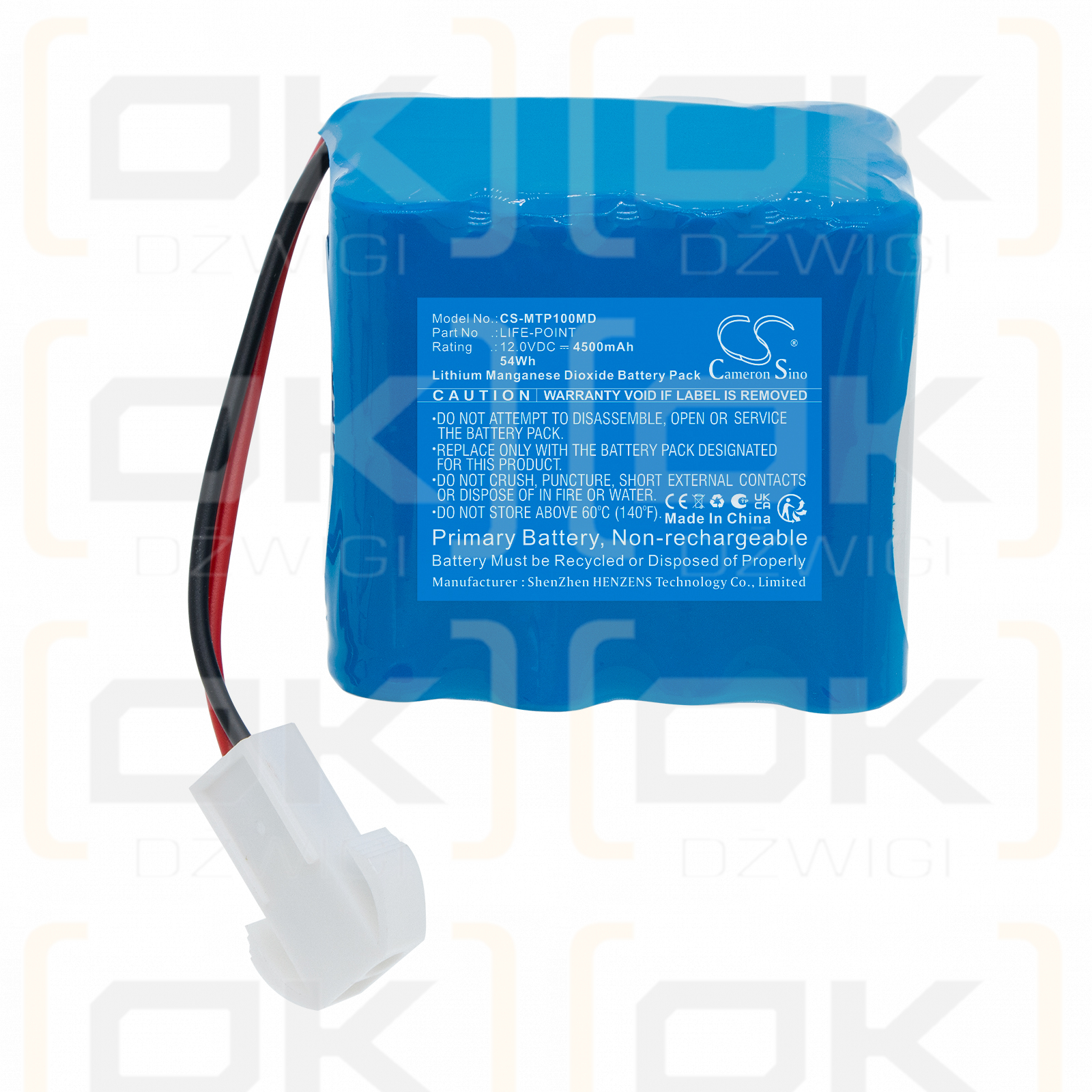Bateria zamienna do METals PRO AED 4500 mAh Li-MnO2 12 V (Cameron Sino)