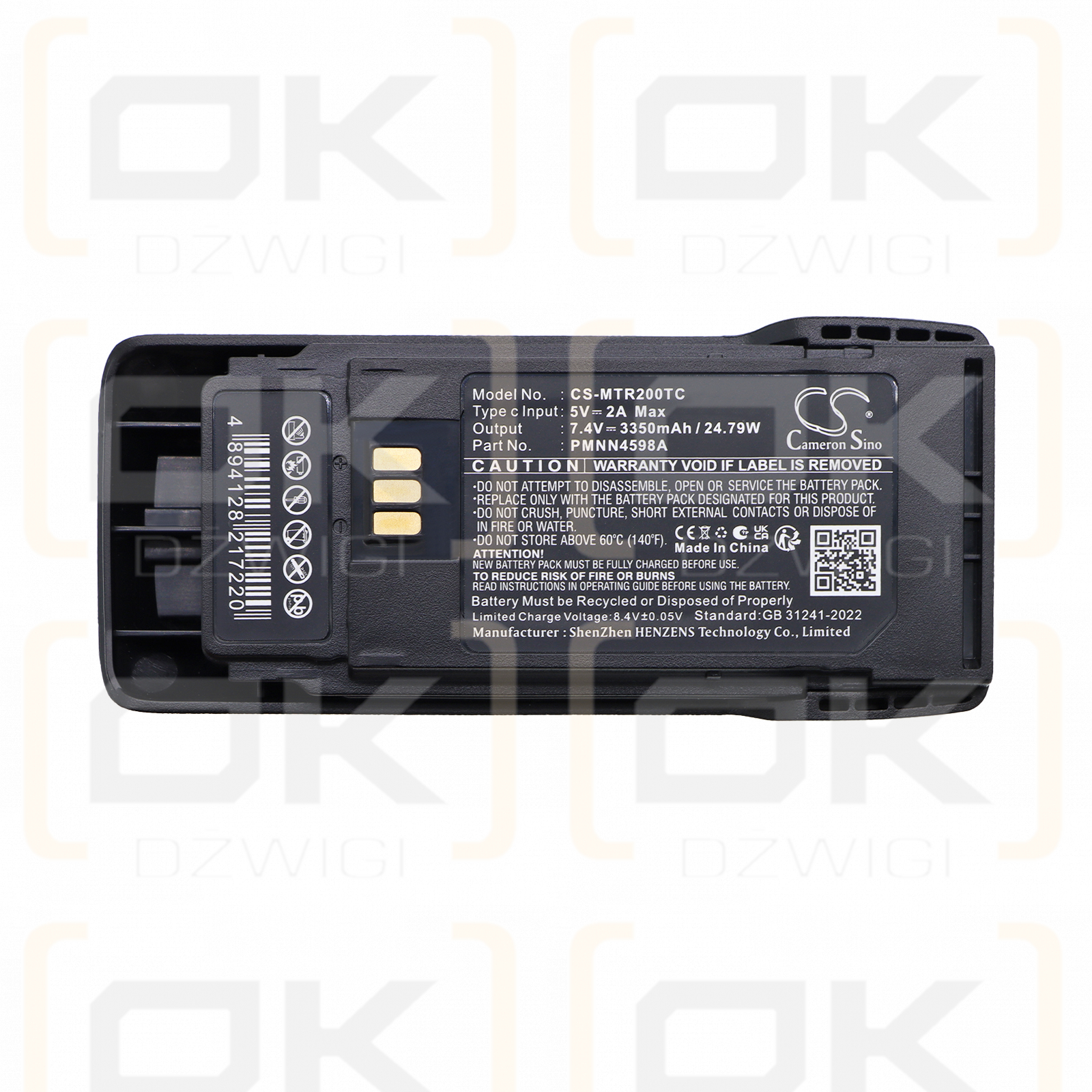 Batería de repuesto para Motorola R2 / PMNN4598A 3350 mAh Li-ion 7.4 V (Cameron Sino)