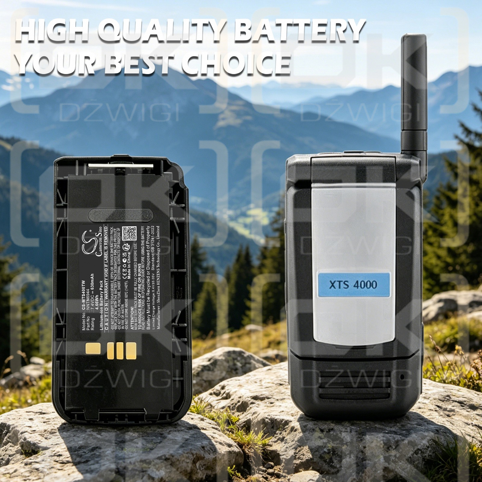 Batería de repuesto para Motorola XTS4000 / NNTN6944, 630 mAh, iones de litio, 7,4 V (Cameron Sino)