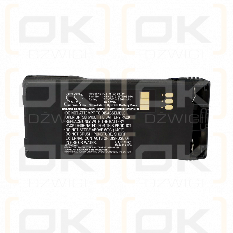 Motorola XTS 2500 / NTN9815 2500mAh Ni-MH 7.2V (Cameron Sino)