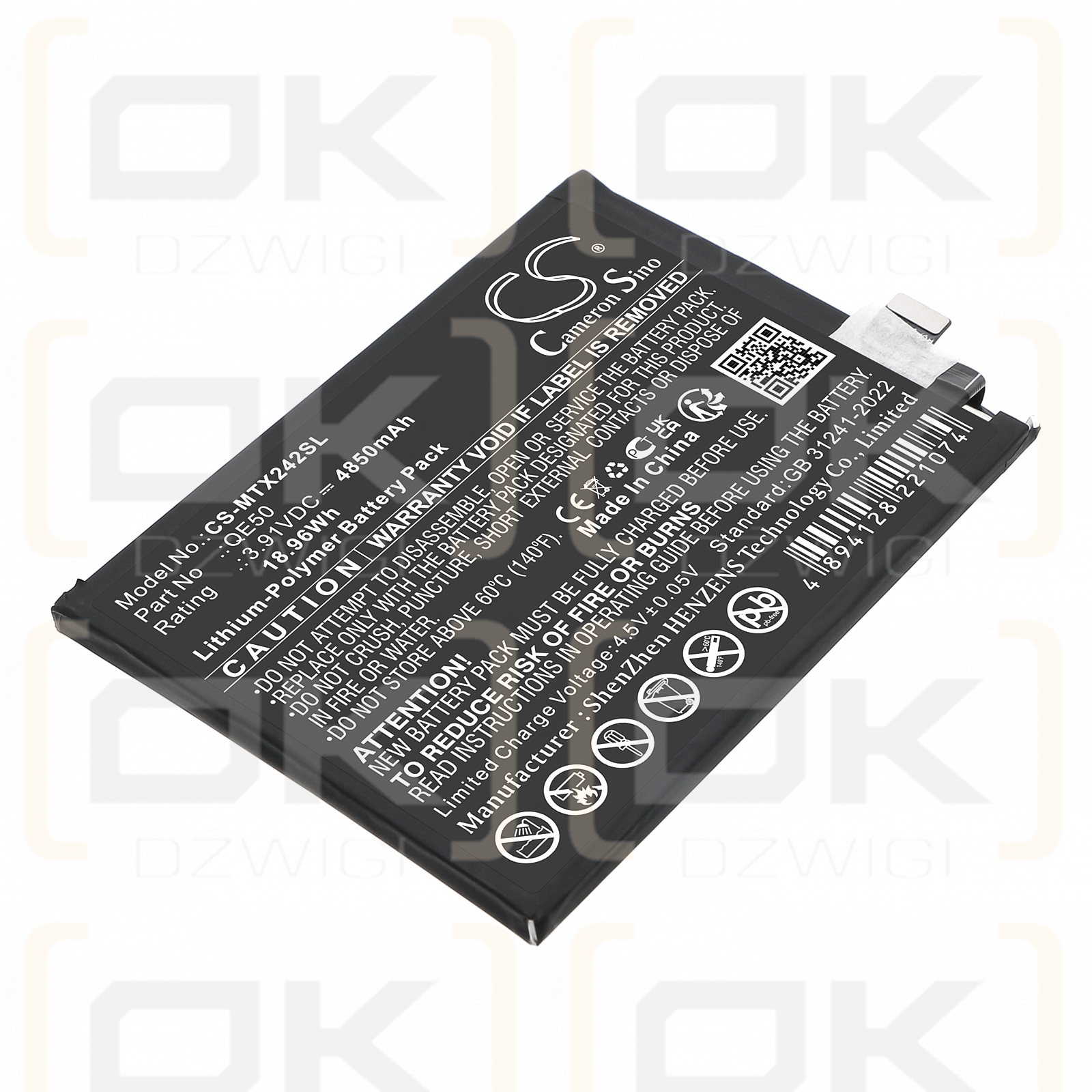 Motorola XT2427-4 / QE50 4850mAh Li-Polymer 3.91V (Cameron Sino)