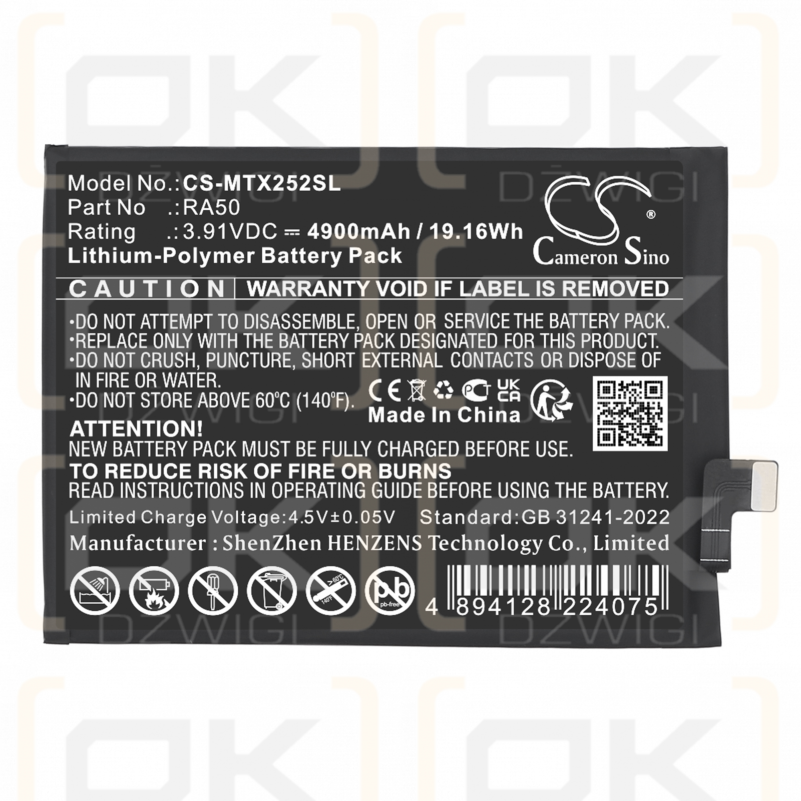 Motorola XT2521-3 / RA50 4900 mAh Li-Polymer 3.91 V (Cameron Sino)