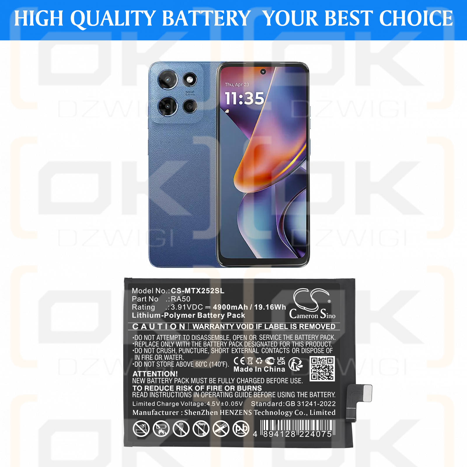 Motorola XT2521-3 / RA50 4900 mAh Li-Polymer 3.91 V (Cameron Sino)