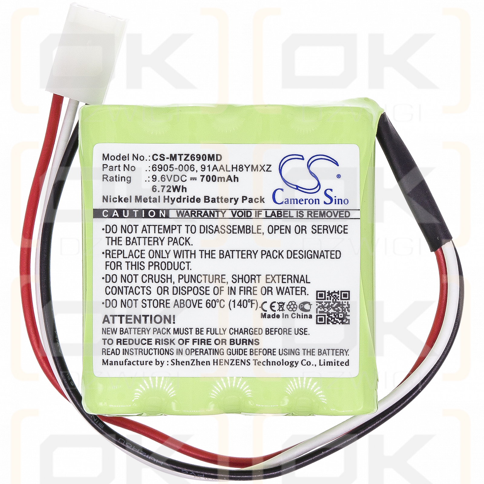 Morita DentaPort Root ZX / 6905-006 700mAh Ni-MH 9.6V (Cameron Sino)