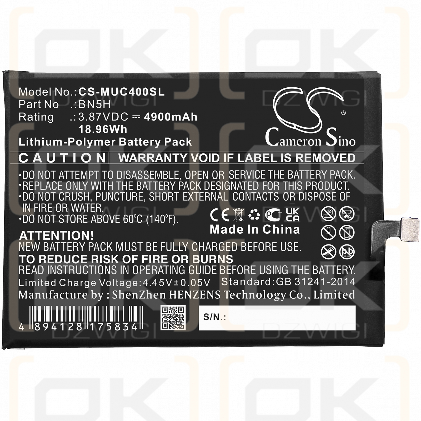 Xiaomi Redmi Note 11E 5G / BN5H 4900mAh Li-Polymer 3.87V (Cameron Sino)