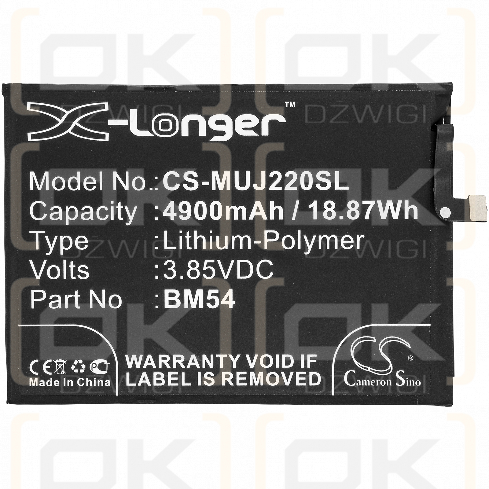 Redmi M2007J22C / BM54 4900mAh Li-Polymer 3.85V (Cameron Sino)