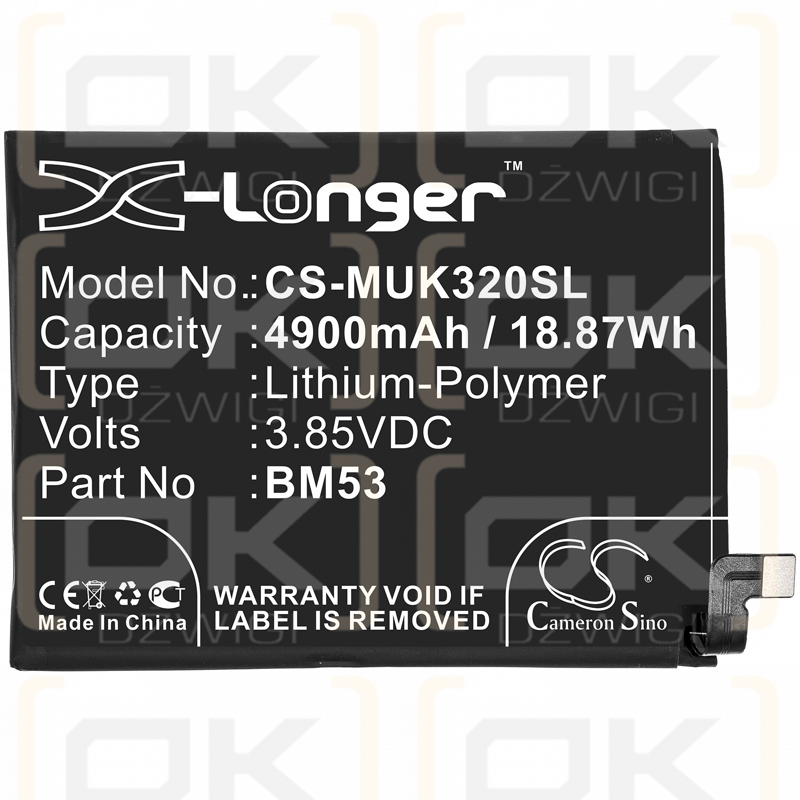 Xiaomi M2007J3SY / BM53 4900mAh Li-Polymer 3.85V (Cameron Sino)