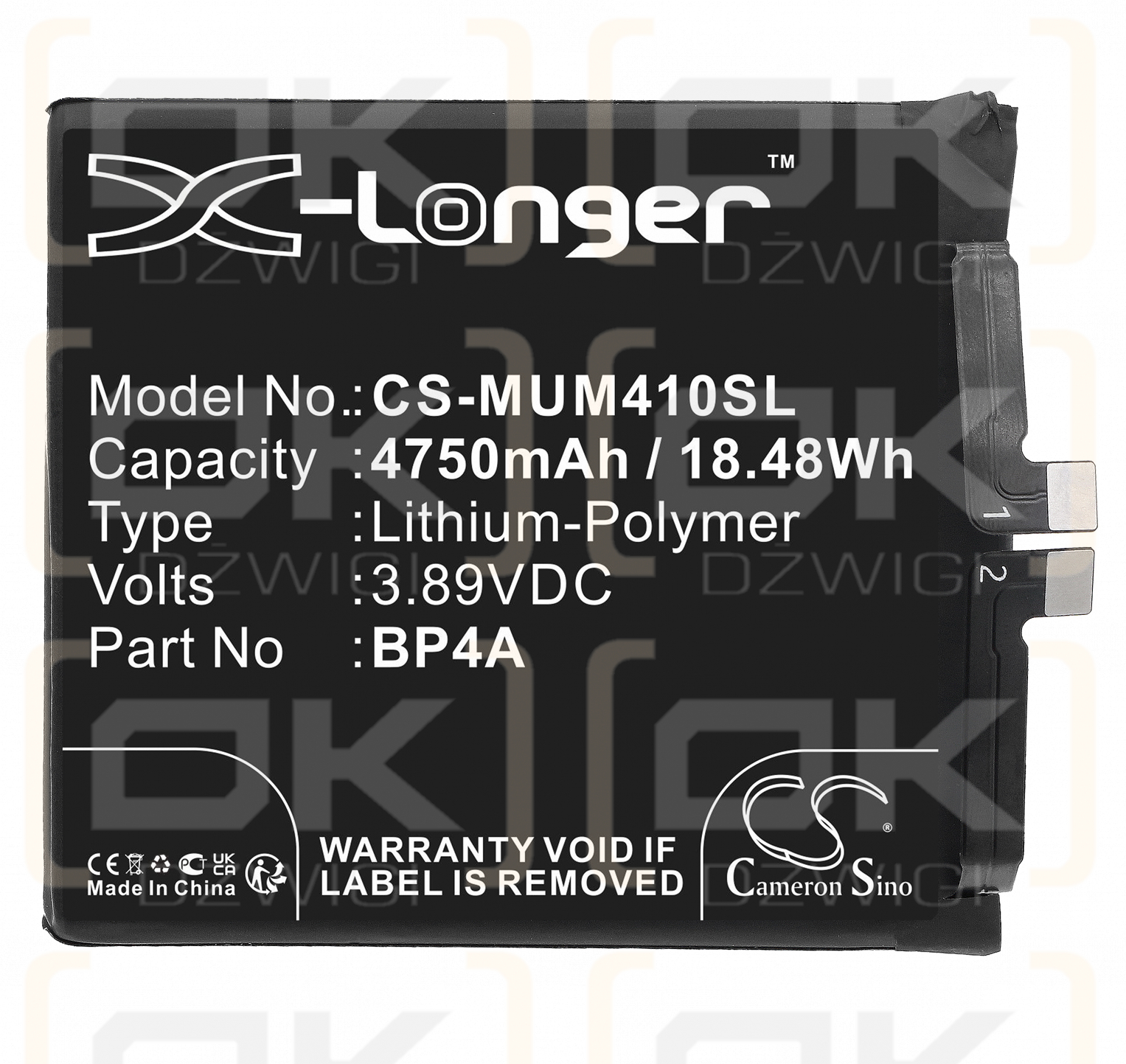 Xiaomi 2203121C / BP4A 4750mAh Li-Polymer 3.89V (Cameron Sino)