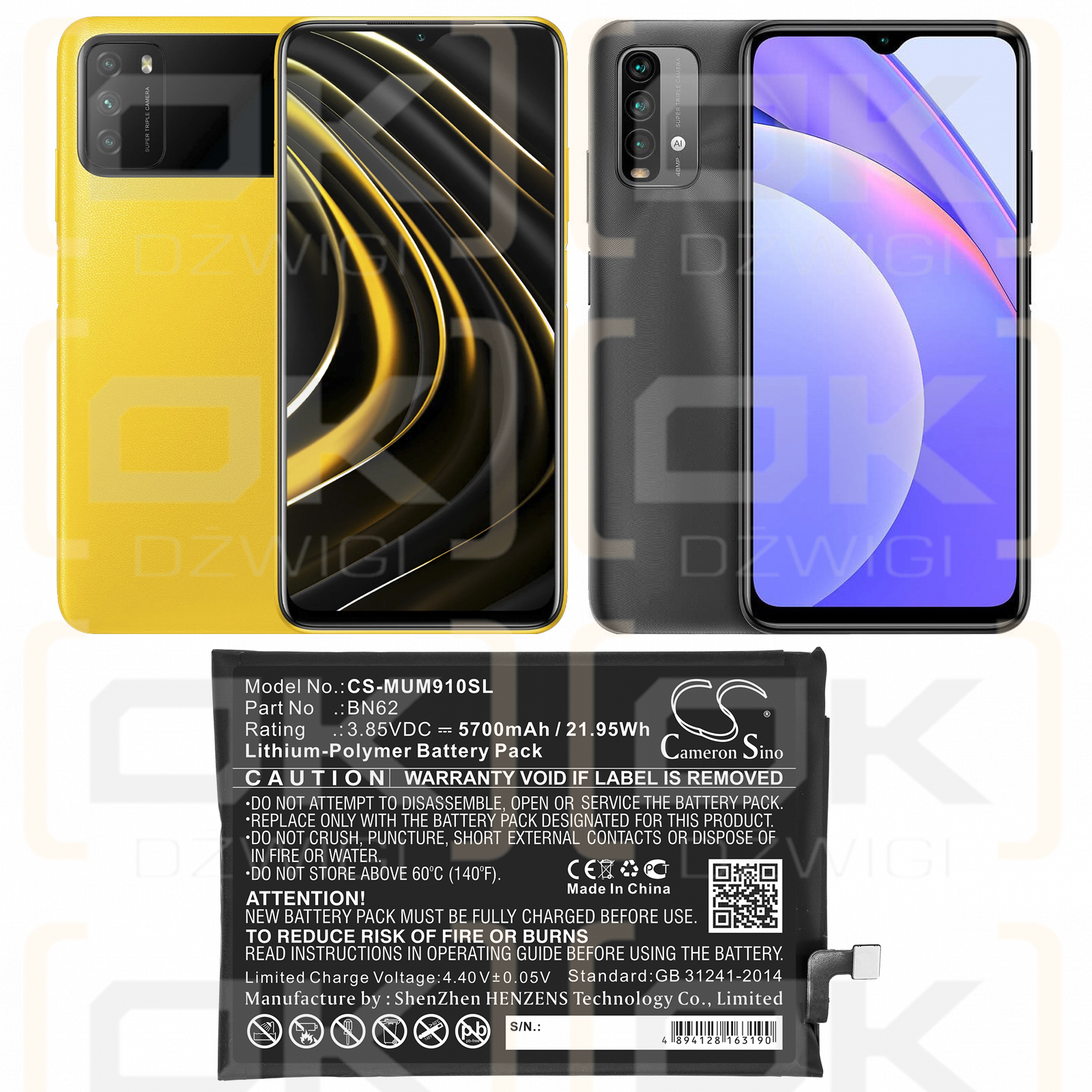 Redmi M2010J19CT / BN62 5700mAh Li-polímero 3.85V (Cameron Sino)