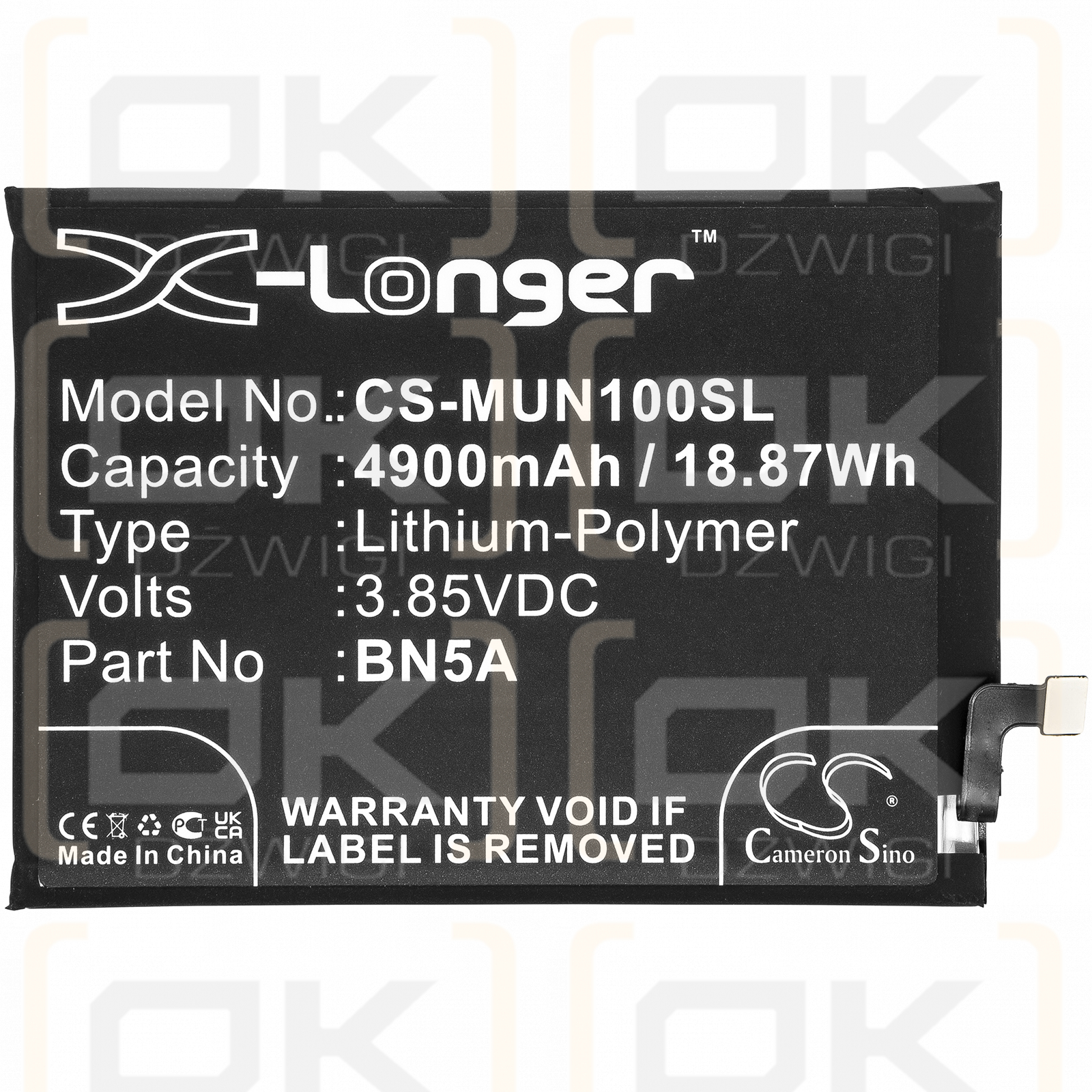 Redmi M2103K19I / BN5A 4900mAh Li-Polymer 3.85V (Cameron Sino)