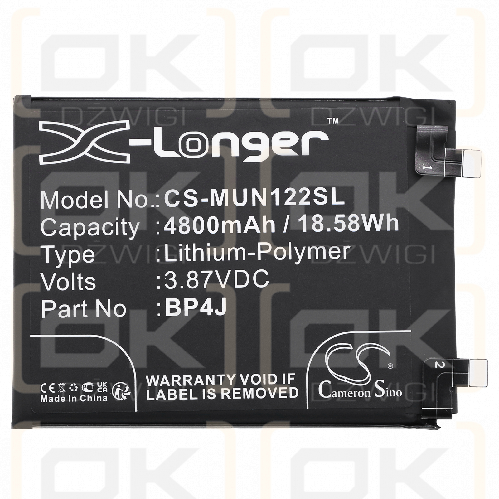 Redmi 22101316UCP / BP4J 4800mAh Li-Polímero 3.87V (Cameron Sino)