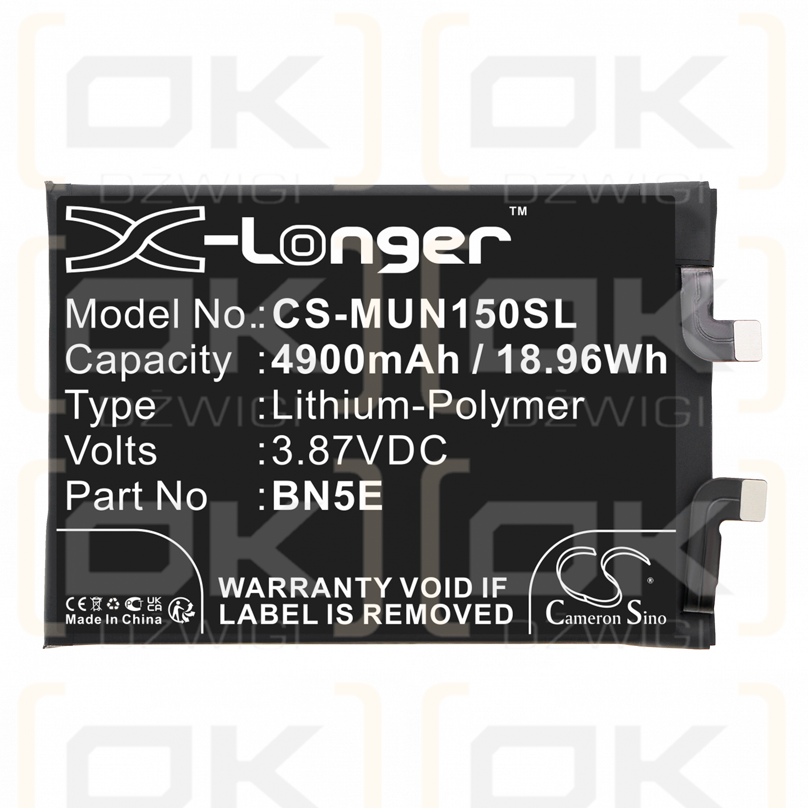 Xiaomi Redmi Note 11E Pro / BN5E 4900mAh Li-Polymer 3.87V (Cameron Sino)