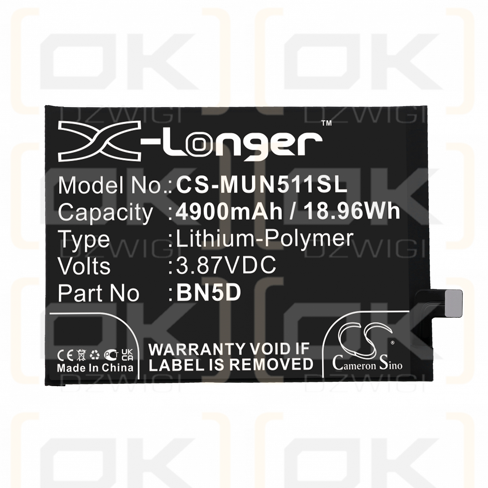 Xiaomi 22031116BG / BN5D 4900mAh Li-Polymer 3.87V (Cameron Sino)