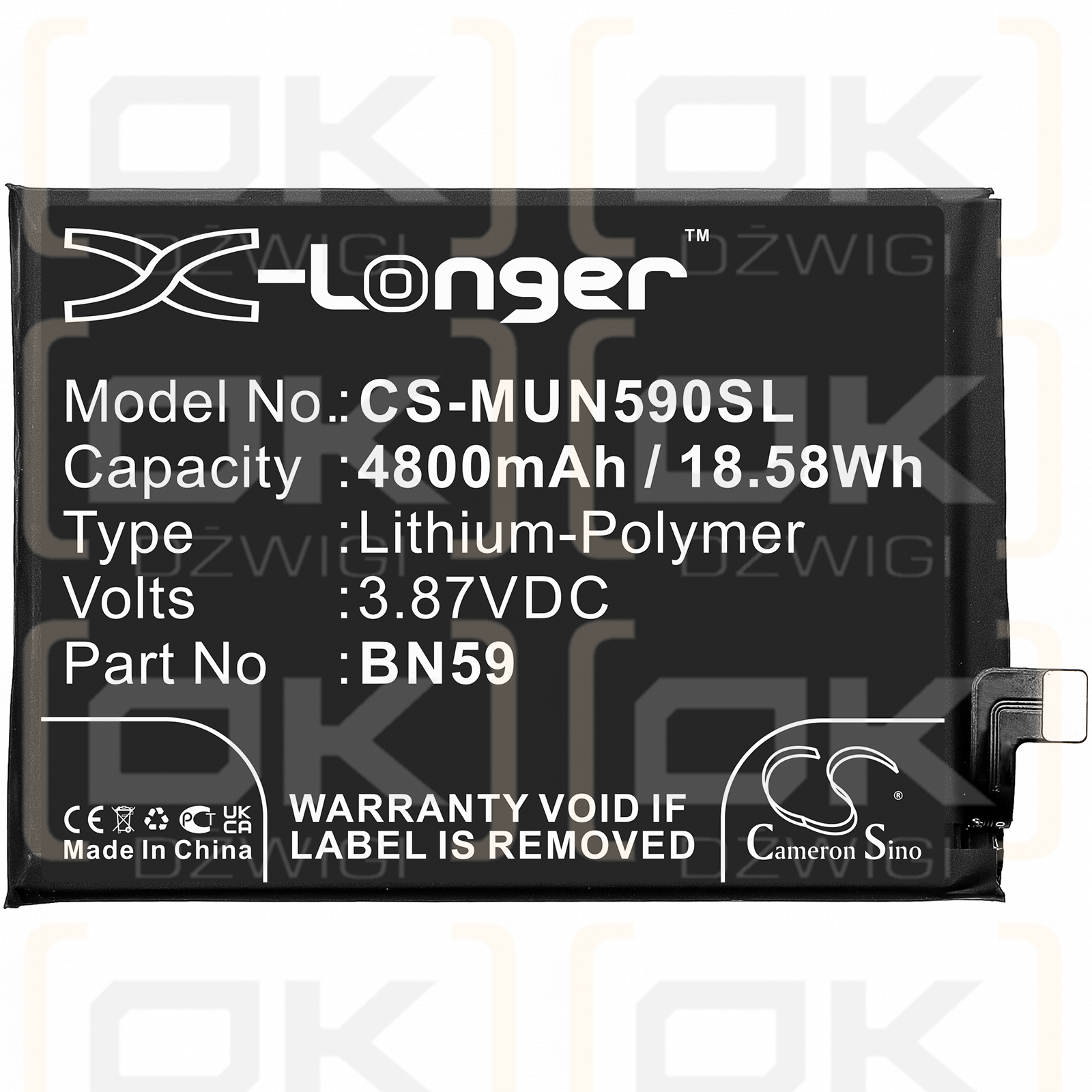 Xiaomi M2101K7AG / BN59 4800mAh Li-Polímero 3.87V (Cameron Sino)