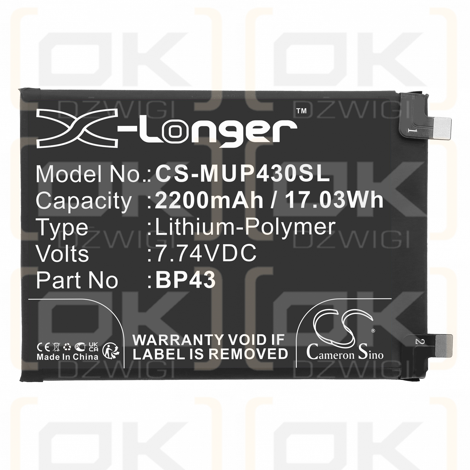 Xiaomi Mix 4 / BP43 2200mAh Li-Polymer 7.74V (Cameron Sino)