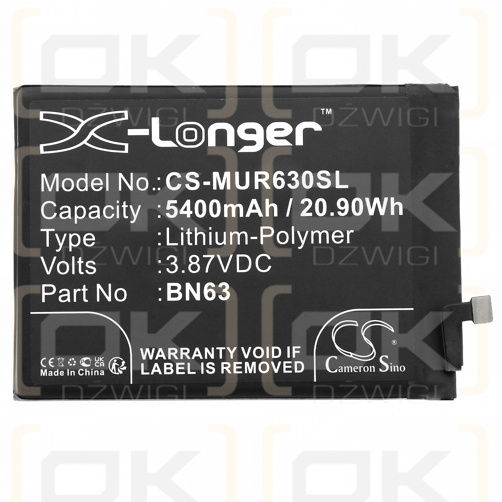 Redmi 22011119TI / BN63 5400mAh Li-Polymer 3.87V (Cameron Sino)