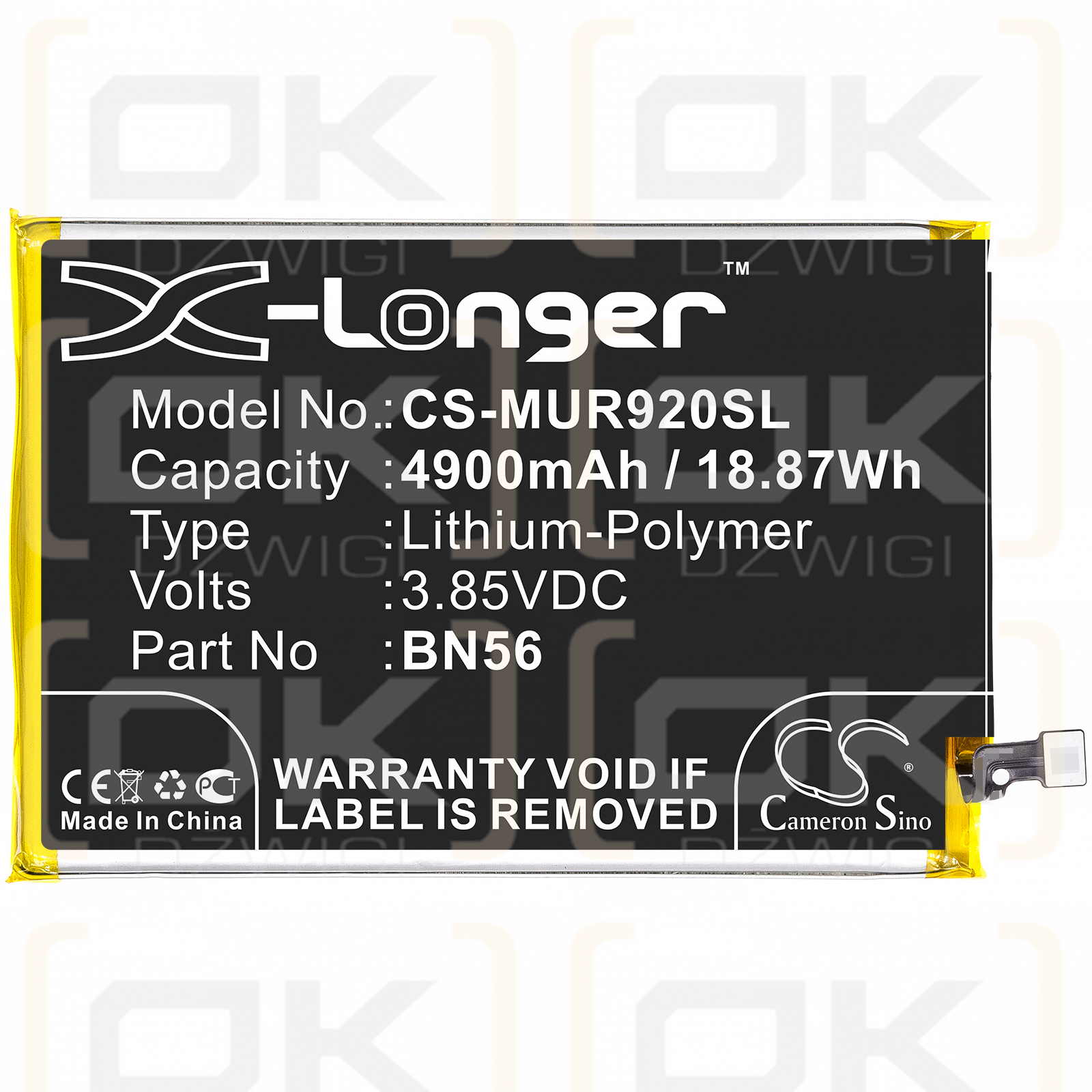 Redmi M2006C3LG / BN56 4900mAh Li-Polymer 3.85V (Cameron Sino)