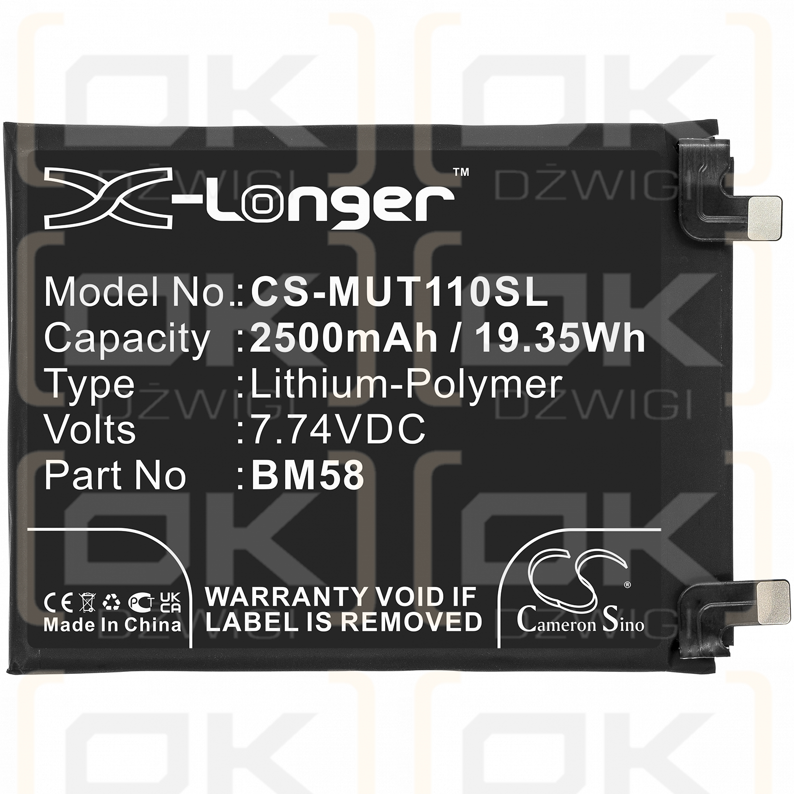 Xiaomi 2107113SG / BM58 2500mAh Li-Polymer 7.74V (Cameron Sino)