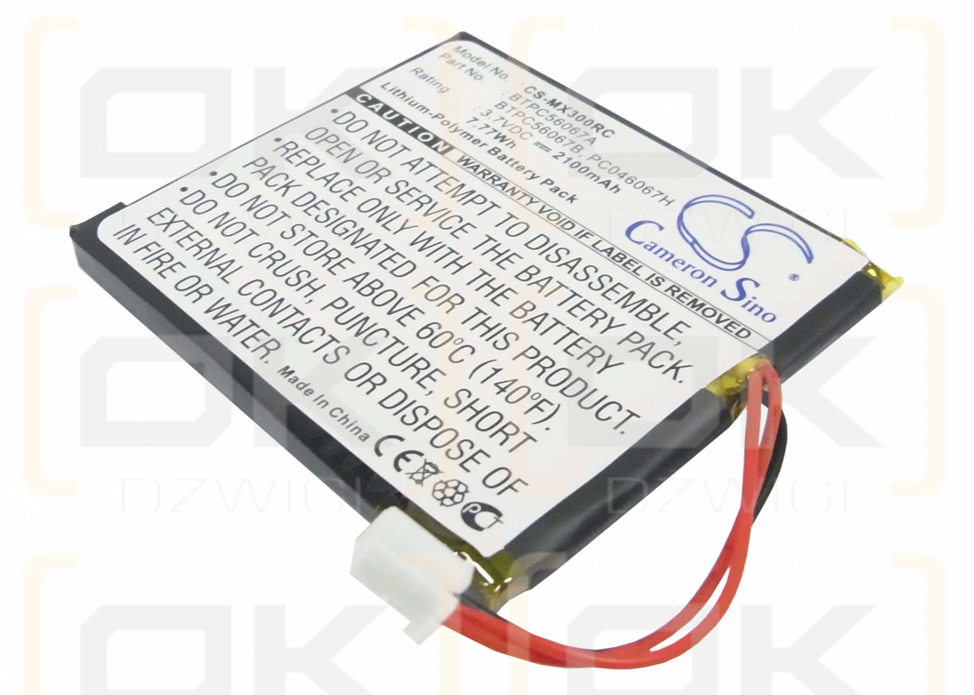 Crestron MT-100 / MT-1000C-BTP 2100mAh Li-polímero 3.7V (Cameron Sino)