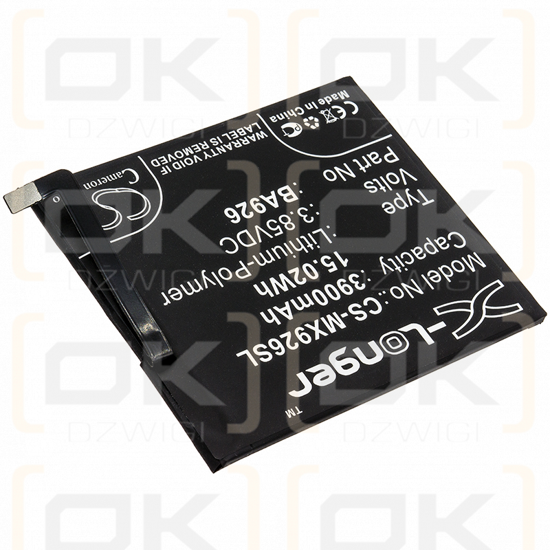 Ersatzakku für MeiZu M926Q / BA926 3900mAh Li-Polymer 3,85V (Cameron Sino)