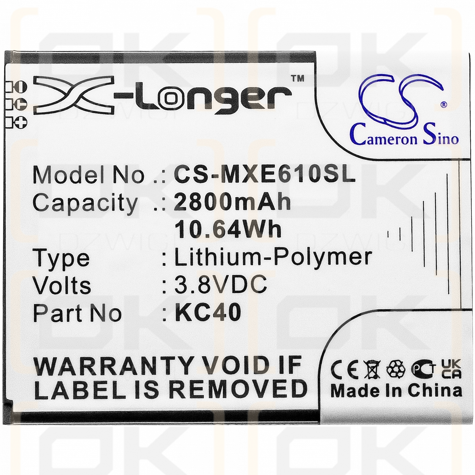 Lenovo XT2025-3 / KC40 2800 mAh Li-Polymer 3,8 V (Cameron Sino)