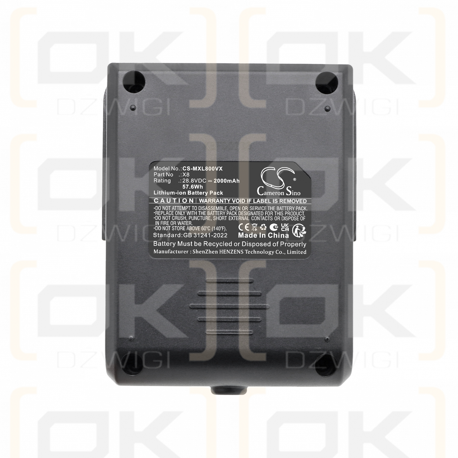 Replacement Battery for Moosoo X8 / X8 2000mAh Li-ion 28.8V (Cameron Sino)