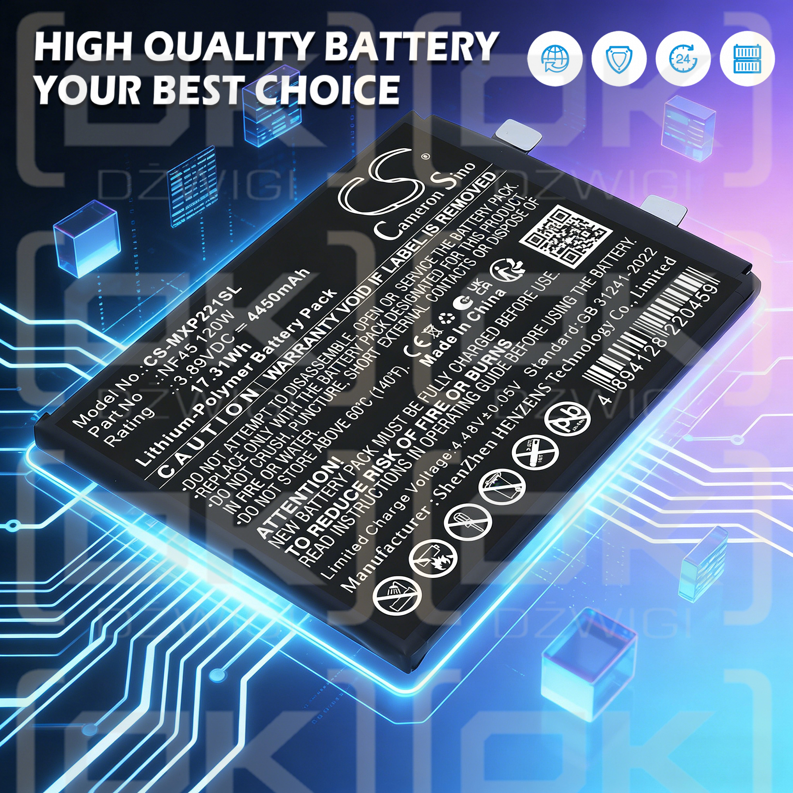 Batería de repuesto para Motorola XT2241-1 (120W) / NF45 120W 4450 mAh Li-Polymer 3.89 V (Cameron Sino)