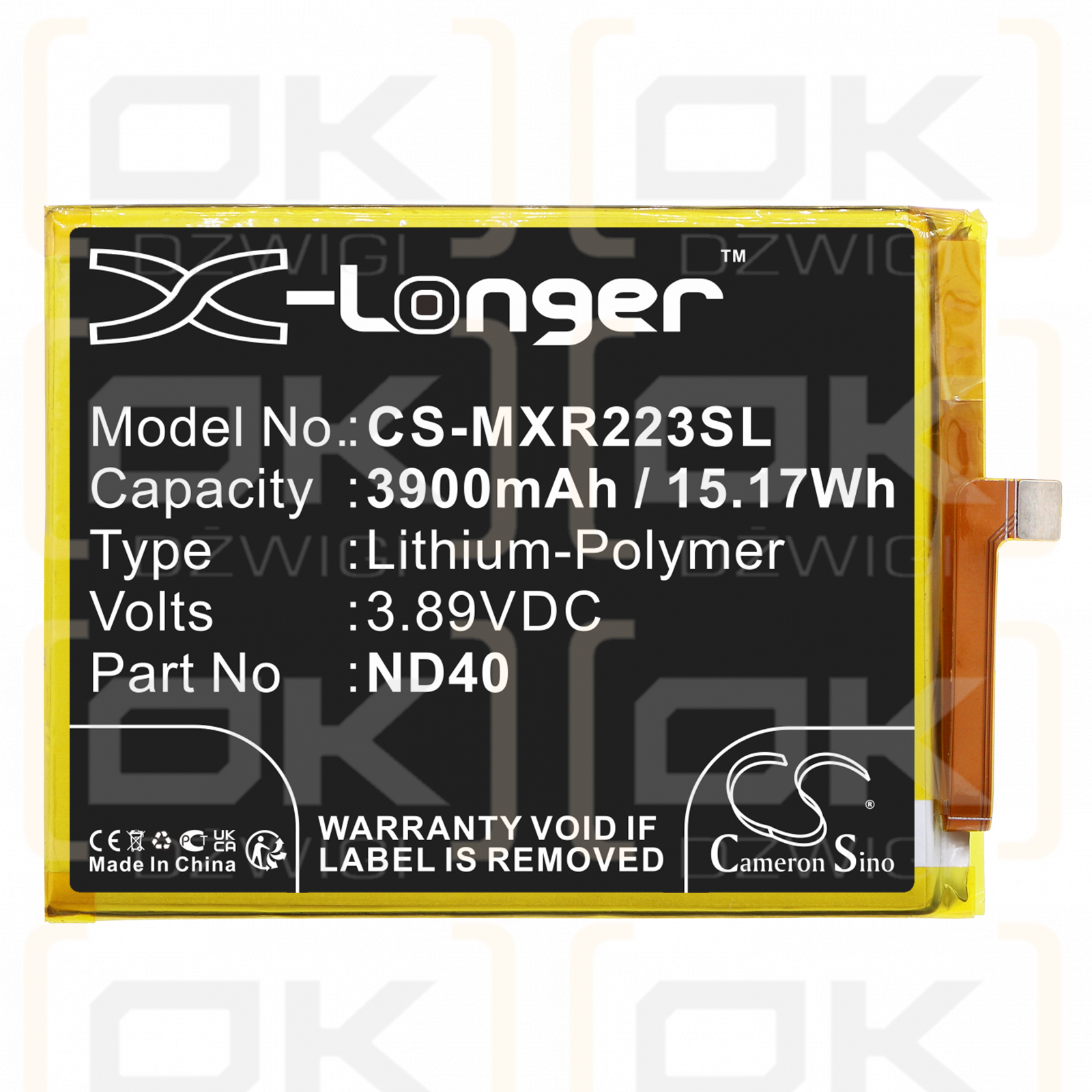 Motorola XT2203-1 / ND40 3900mAh Li-Polymer 3.89V (Cameron Sino)