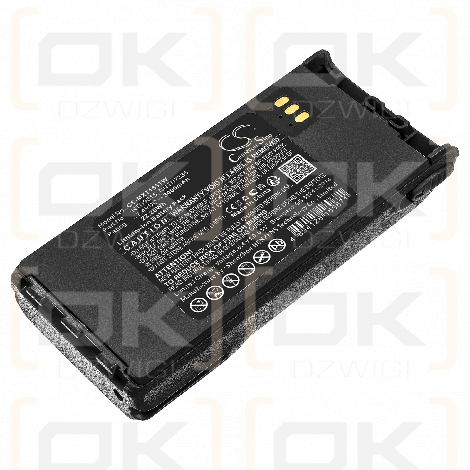 Motorola XTS 2500 / NTN9815 3000 mAh Li-Ion 7,4 V (Cameron Sino)