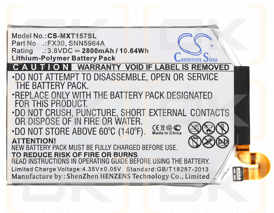 Motorola XT1575 / FX30 2800mAh Li-Polymer 3.8V (Cameron Sino)