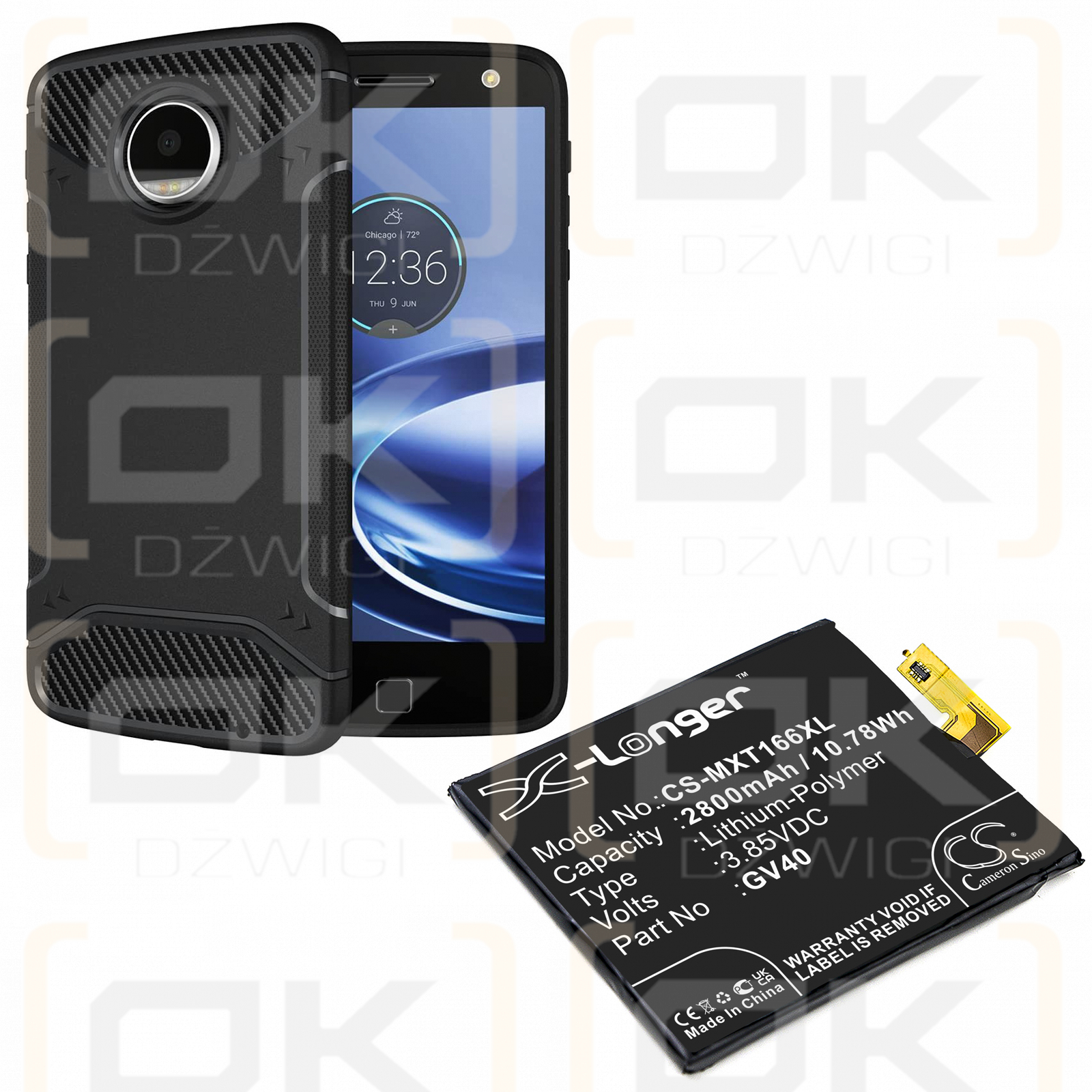 Motorola Moto Z Droid Force / GV40 2800mAh Li-Polymer 3.85V (Cameron Sino)