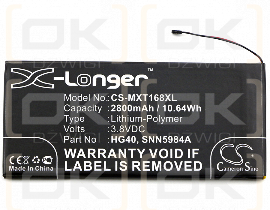 Motorola XT1925 / HG40 2800mAh Li-Polymer 3.8V (Cameron Sino)