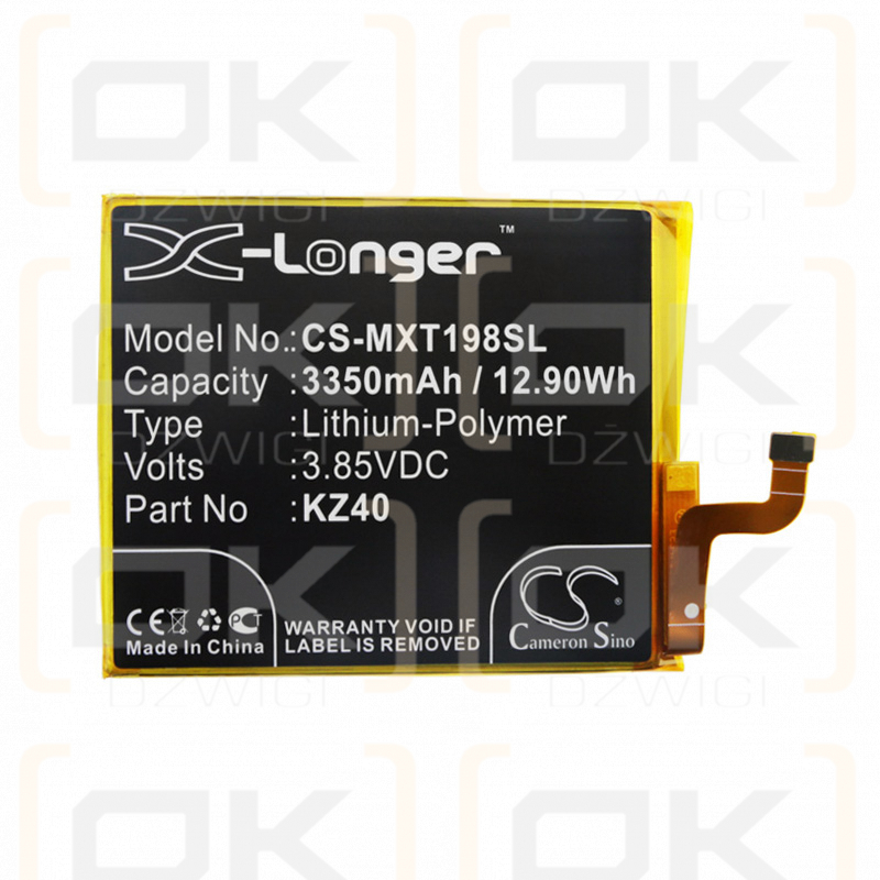 Motorola XT1980-3 / KZ40 3350mAh Li-Polymer 3.85V (Cameron Sino)