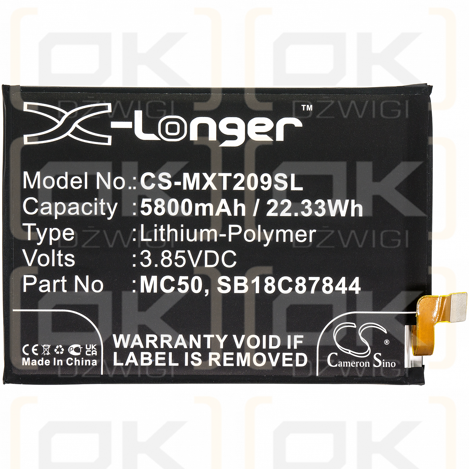 Motorola XT2091-4 / MC50 5800mAh Li-Polymer 3.85V (Cameron Sino)