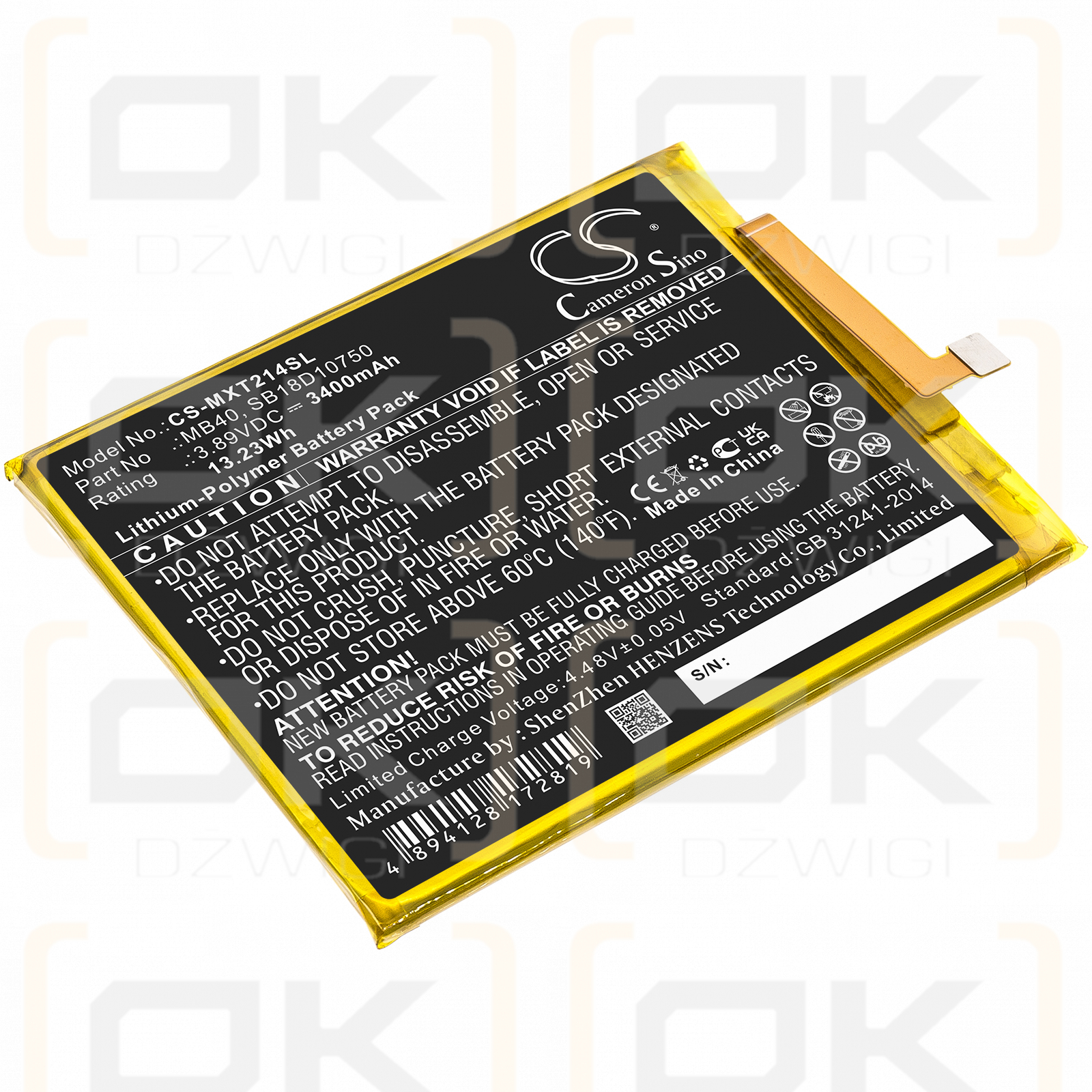 Motorola Moto Edge S Lite 5G 202 / MB40 3400mAh Li-Polymer 3.89V (Cameron Sino)