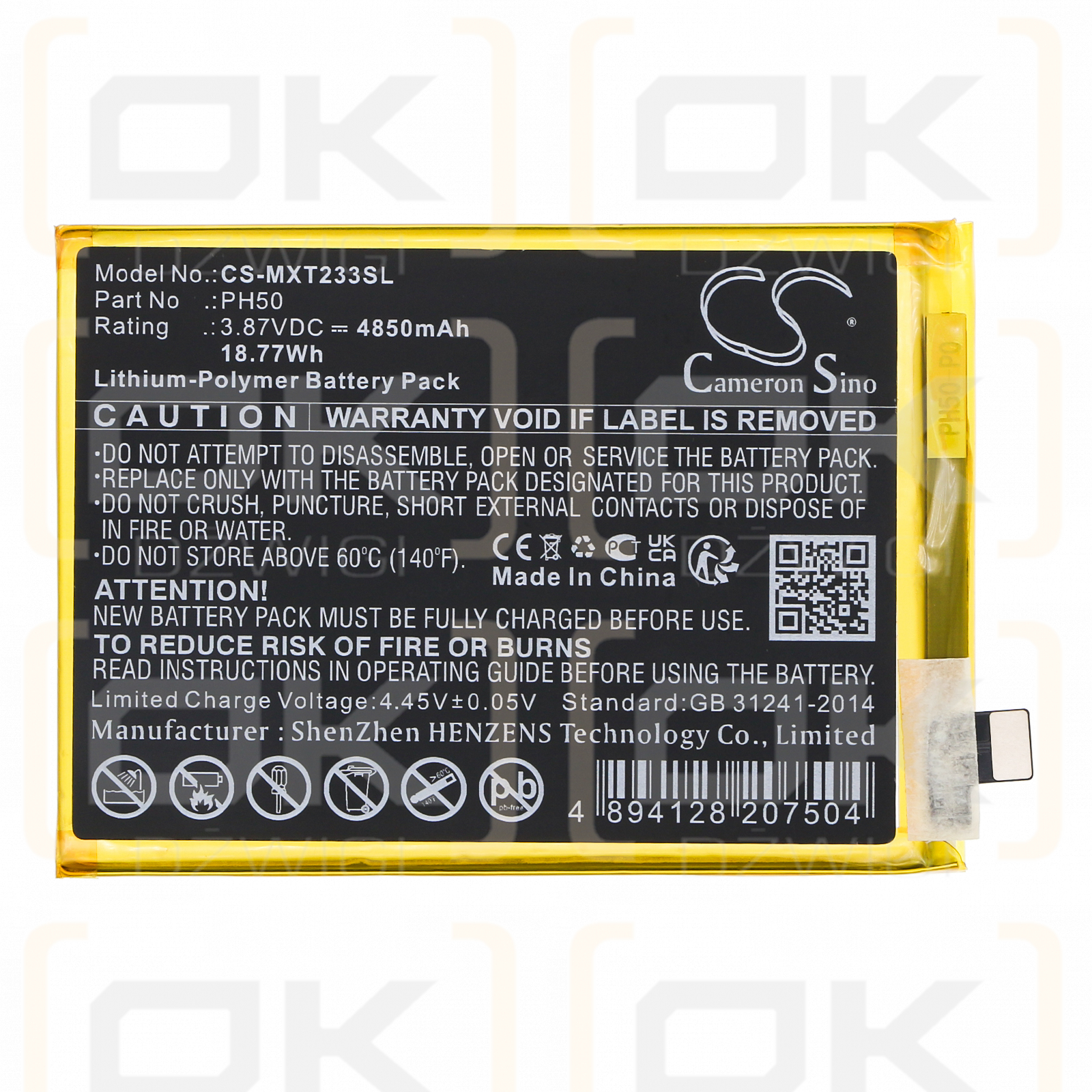 Motorola XT2333-1 / PH50 4850 mAh Li-Polymer 3,87 V (Cameron Sino)