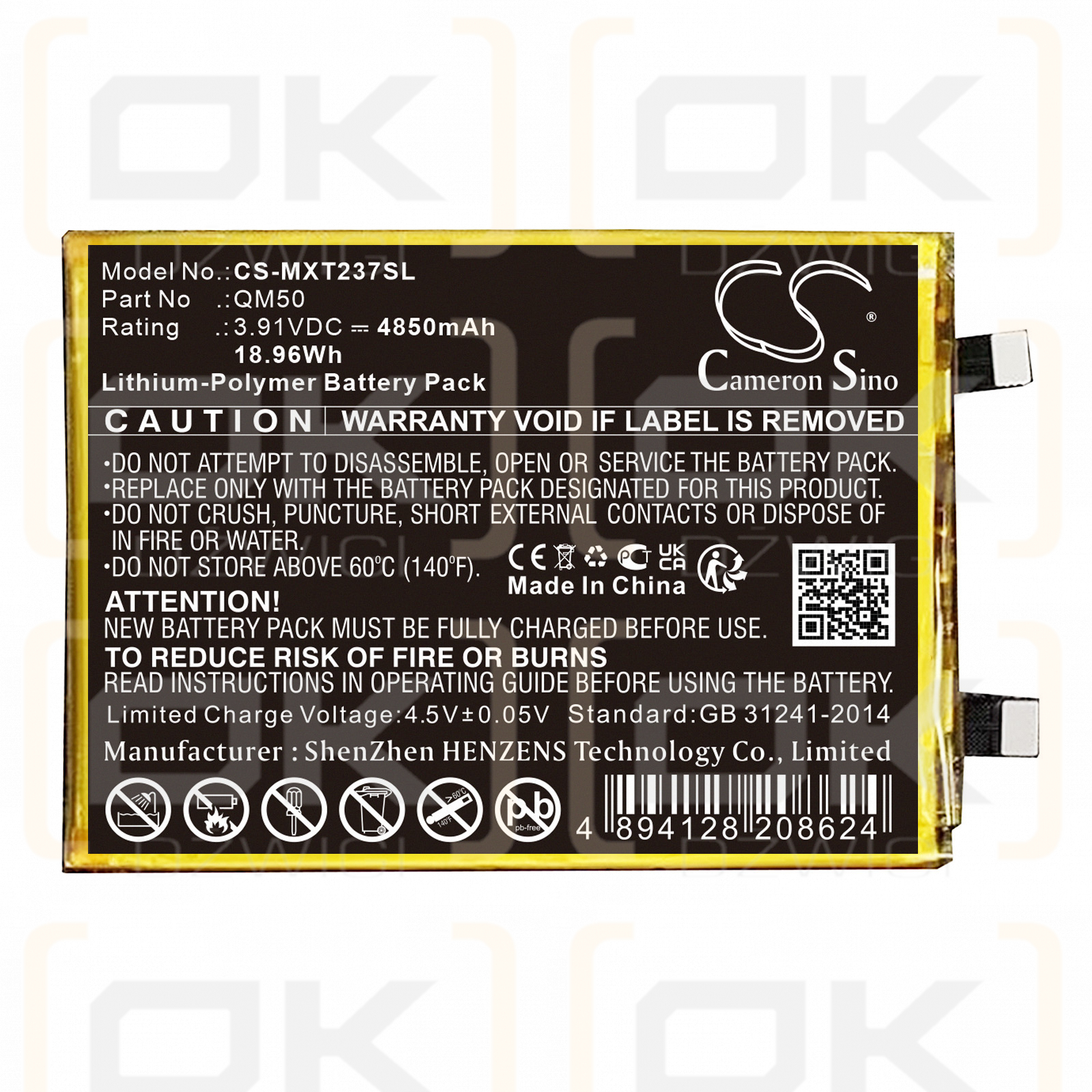 Motorola XT2307-3 / SB18D87942 4850mAh Li-Polymer 3.91V (Cameron Sino)