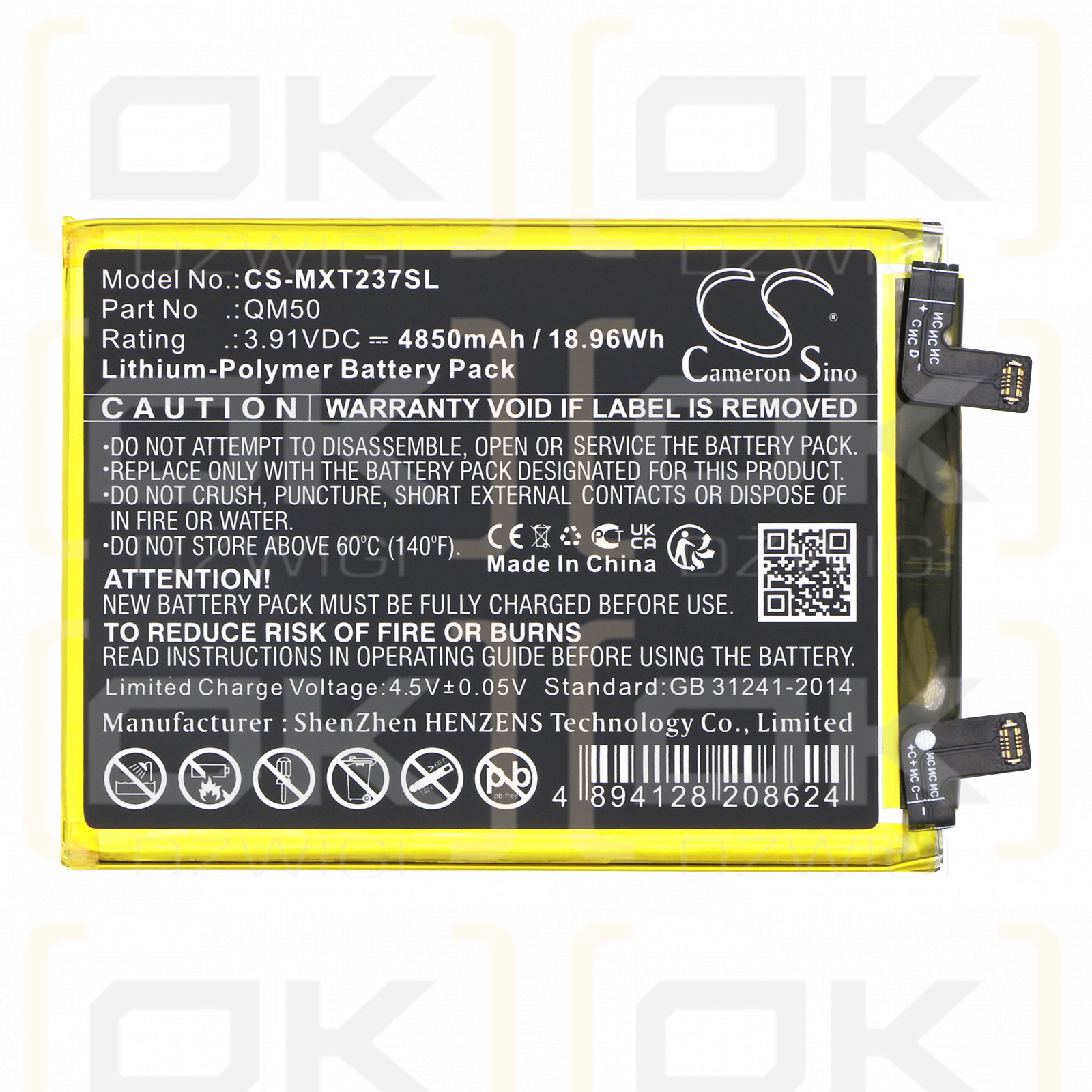 Motorola XT2307-3 / SB18D87942 4850 mAh Li-Polymer 3,91 V (Cameron Sino)