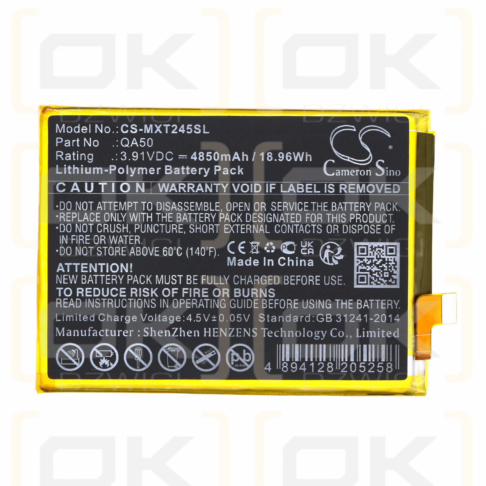 Motorola XT2425-4 / QA50 4850mAh Li-Polymer 3.91V (Cameron Sino)