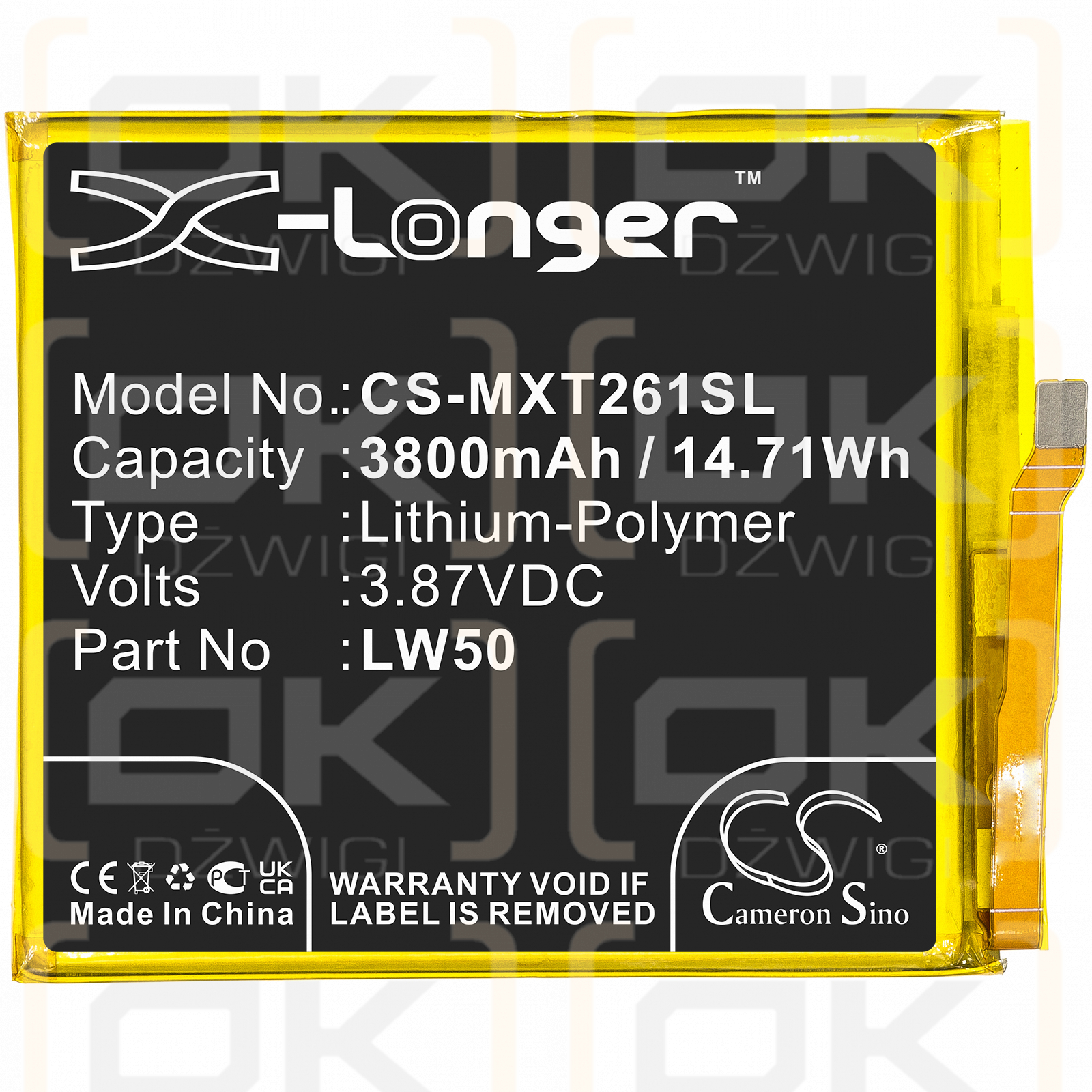 Motorola XT2061-3 / LW50 3800mAh Li-Polymer 3.87V (Cameron Sino)