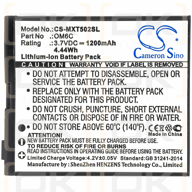 Motorola XT500 / OM6C 1200 mAh Li-Ion 3,7 V (Cameron Sino)