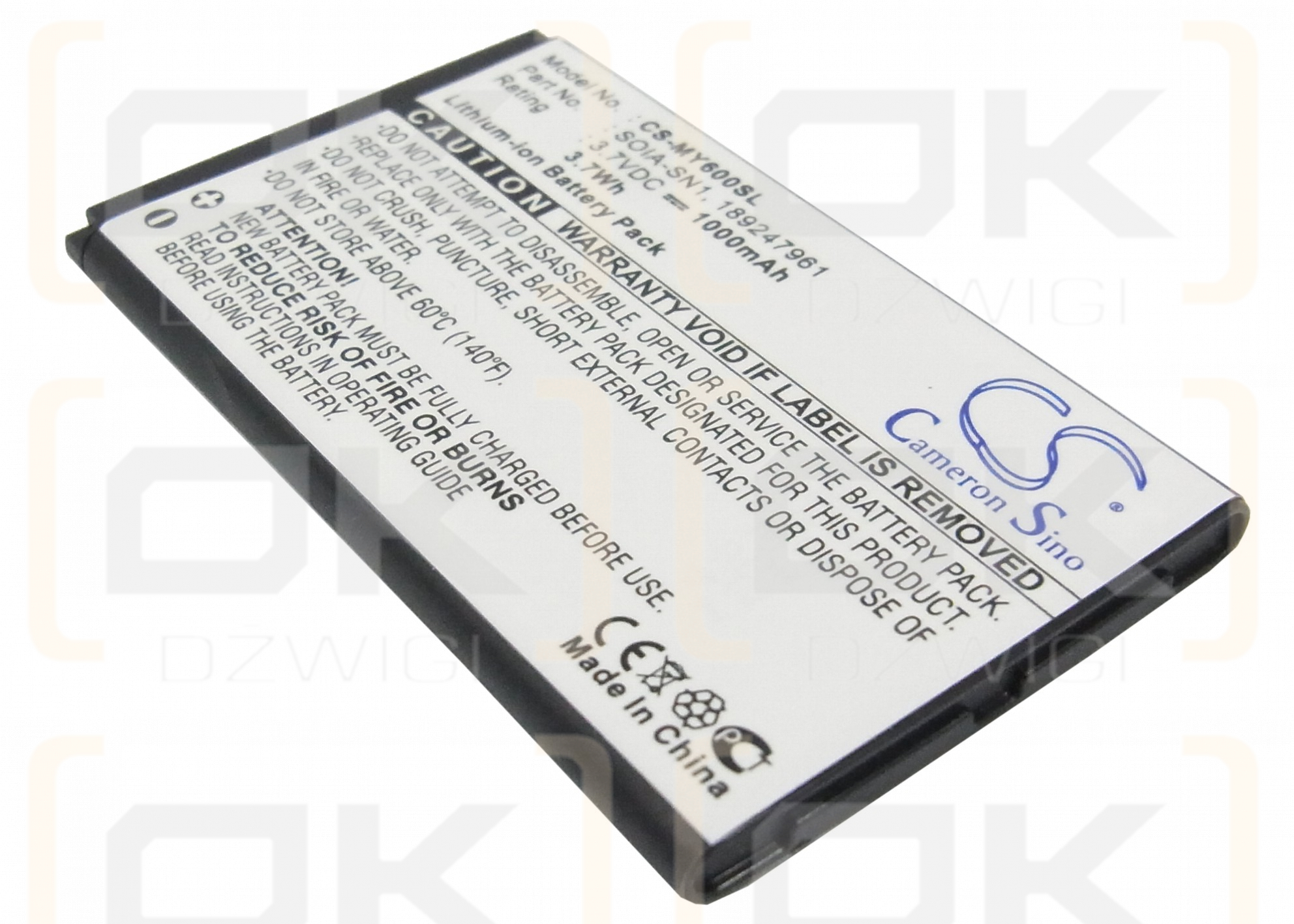 Sagem MY-800v / 189247961 1000 mAh Li-Ion 3,7 V (Cameron Sino)