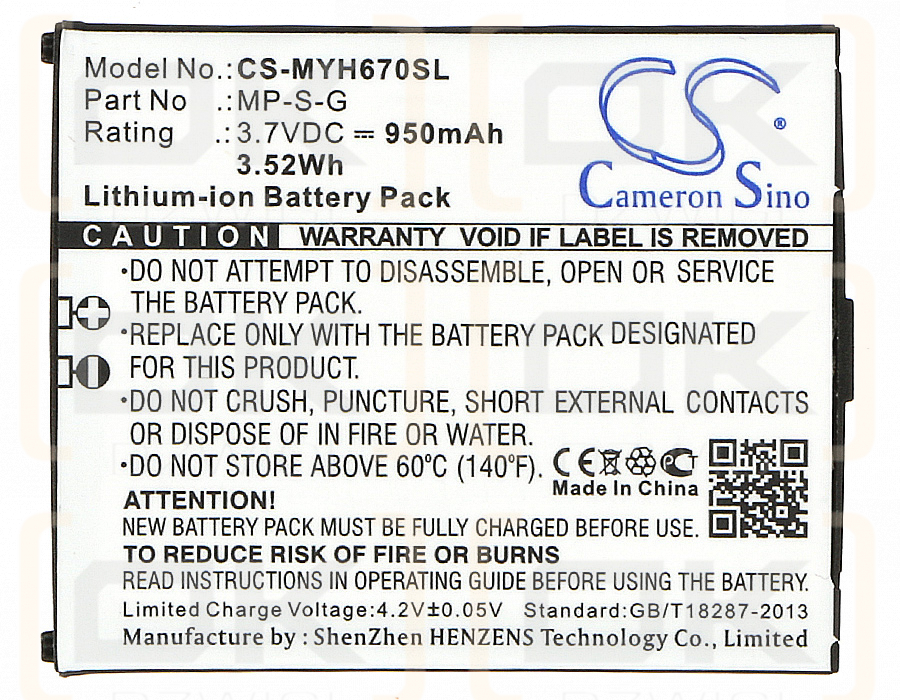 Myphone 6670 City / MP-SG 950 mAh Li-Ion 3,7 V (Cameron Sino)