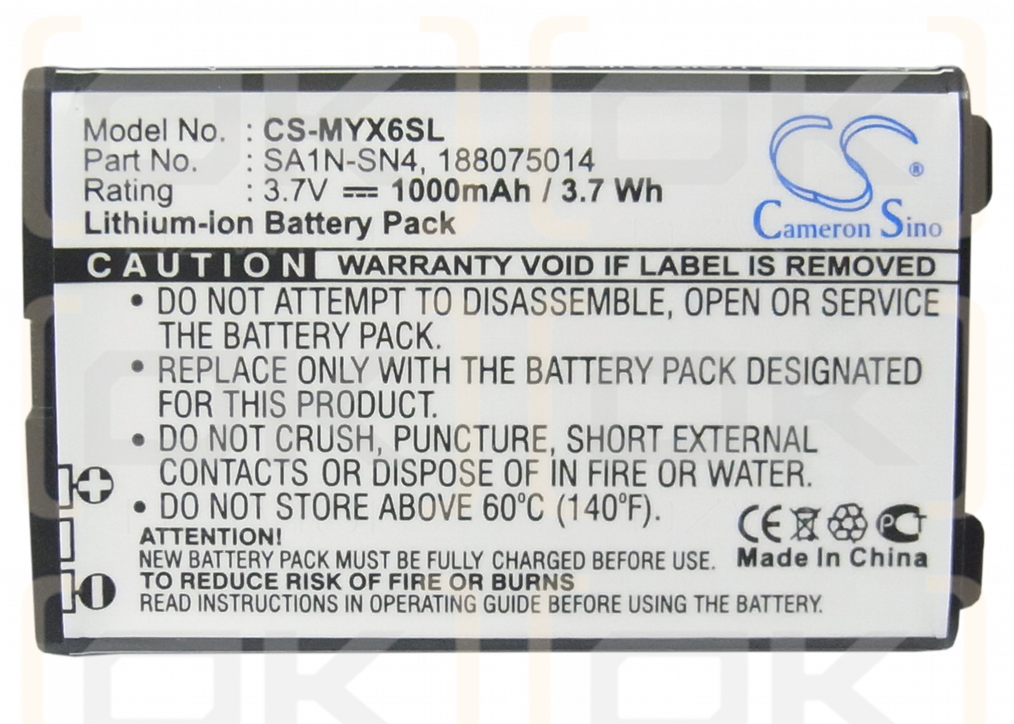 Sagem myXT Plus / SA1N-SN4 1000 mAh Li-Ion 3,7 V (Cameron Sino)