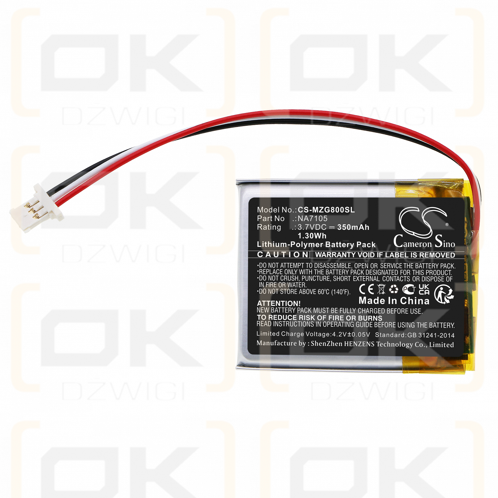 MGI Navigator G400 / NA7105 350mAh Li-Polímero 3.7V (Cameron Sino)