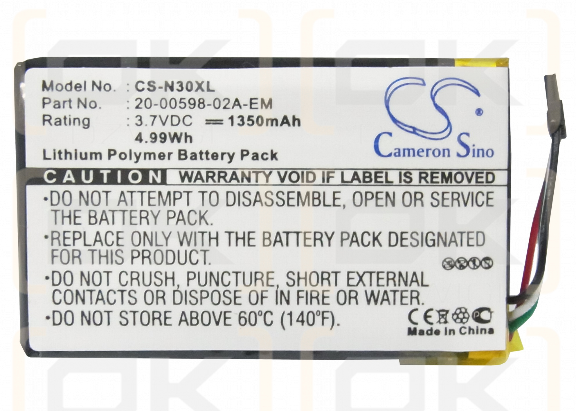 Acer N30 / 20-00598-02A-EM 1350 mAh Li-Polymer 3.7 V (Cameron Sino)