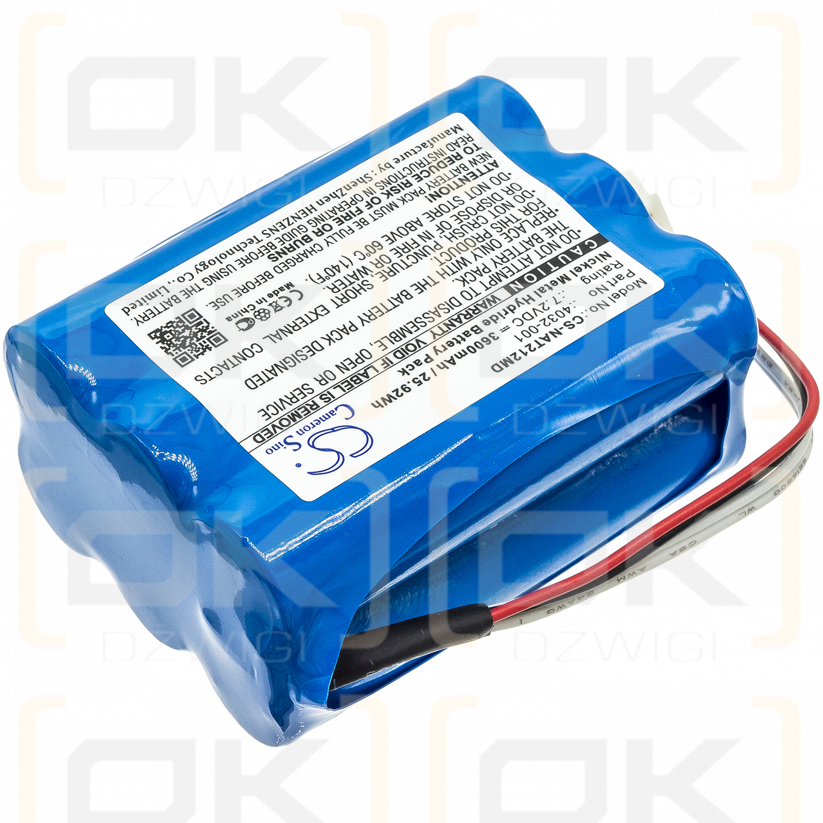 NONIN Avant Pulsoximeter 9700 / 4032-001 3600 mAh Ni-MH 7,2 V (Cameron Sino)