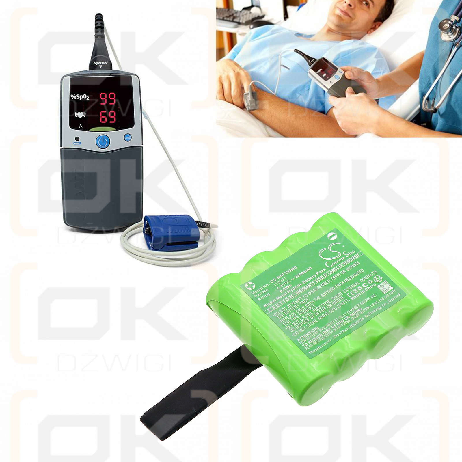 NONIN SAT 2500 / 110261 2000mAh Ni-MH 4.8V (Cameron Sino)